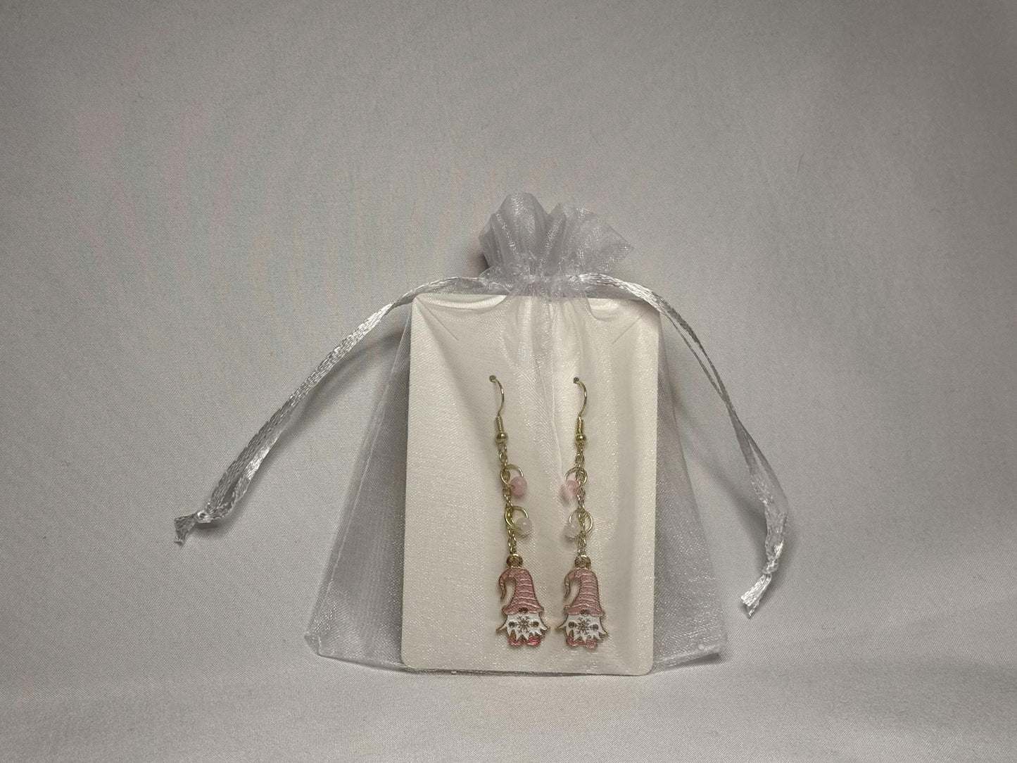 Pink Gnome Dangly Earrings : Holiday Earrings
