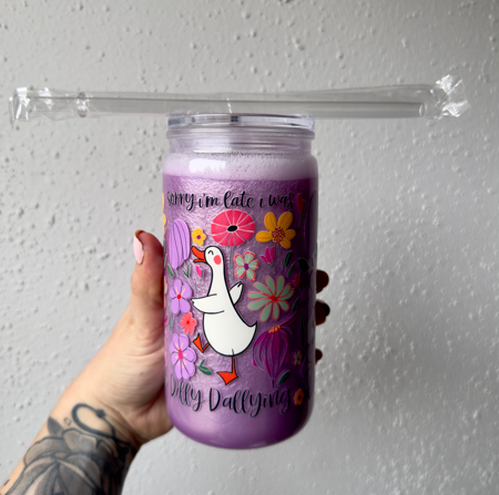 Dilly Dally 16 oz Snowglobe Tumbler w/ Straw