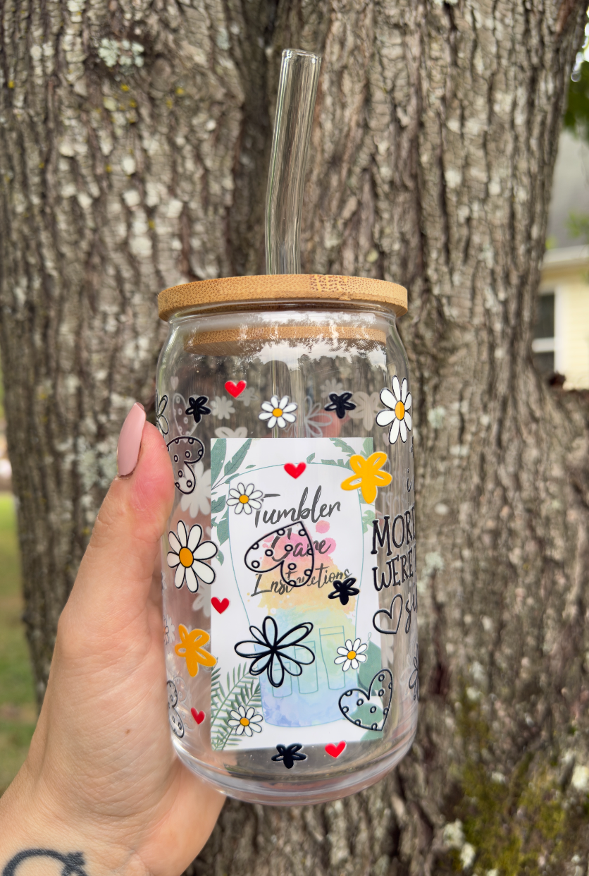 Fluent in Silence 16 oz Glass Can w/ Straw