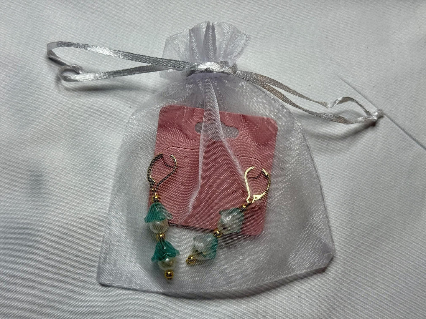 Pearl & Floral Dangly Earrings