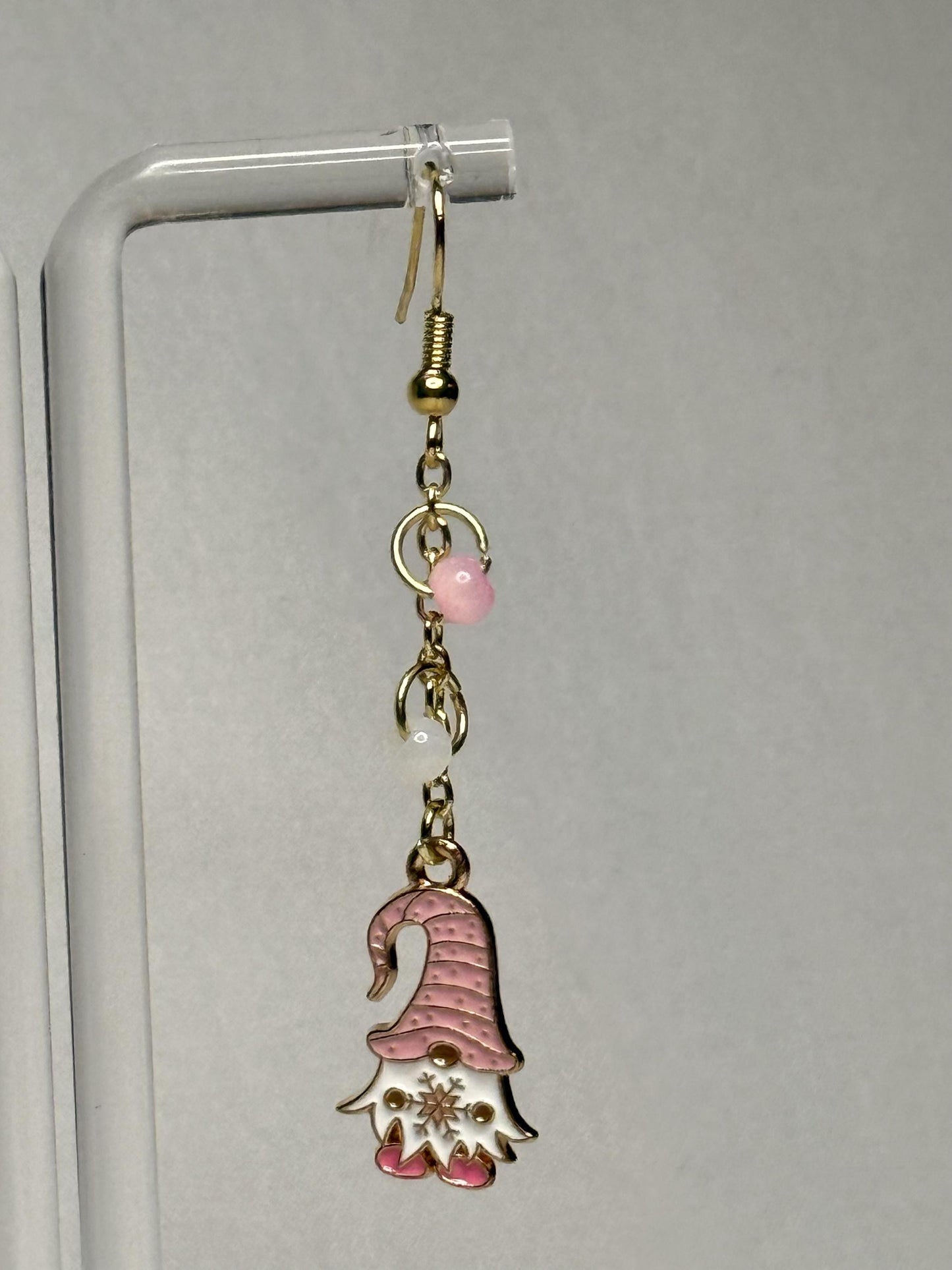 Pink Gnome Dangly Earrings : Holiday Earrings