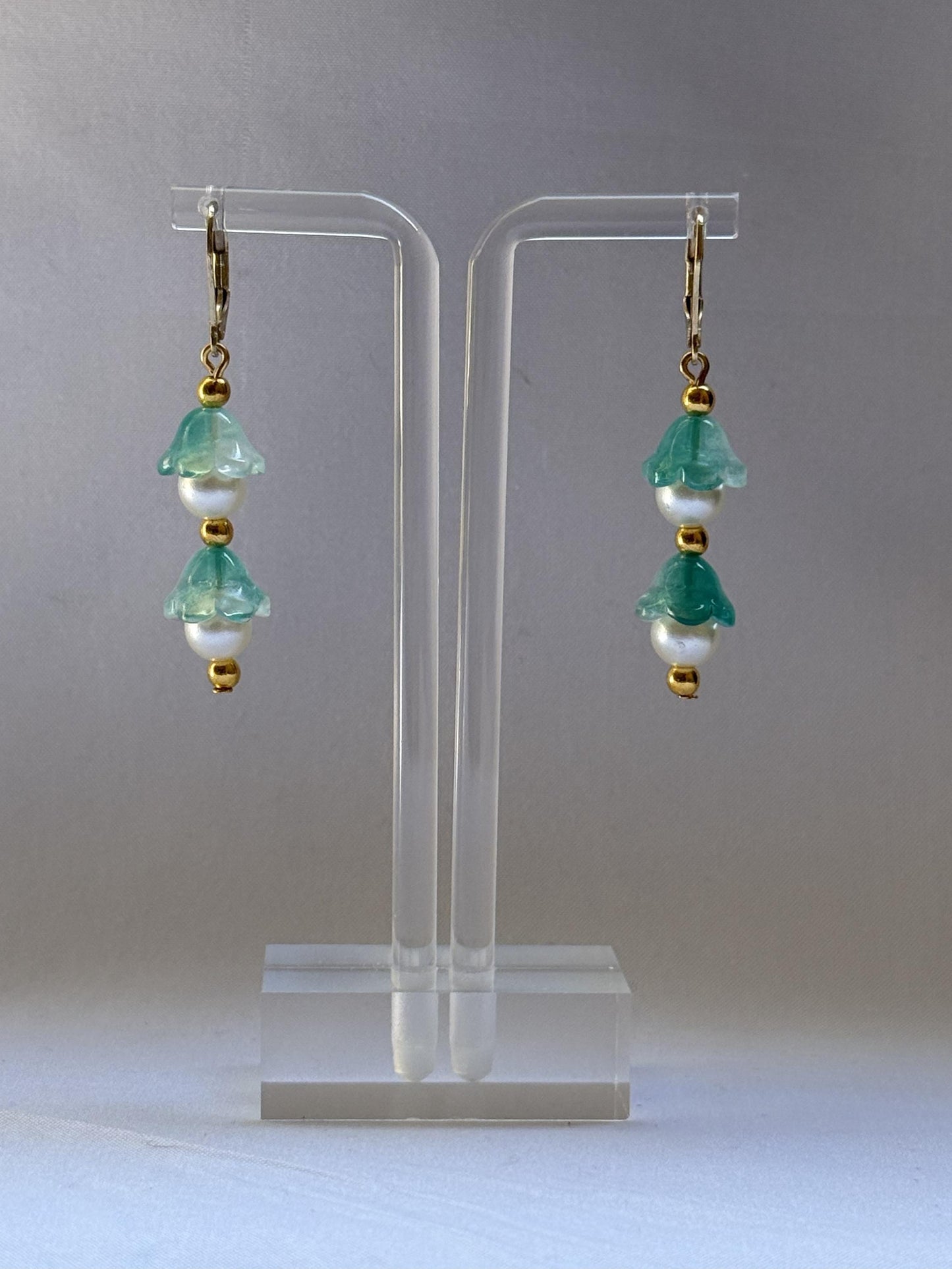 Pearl & Floral Dangly Earrings