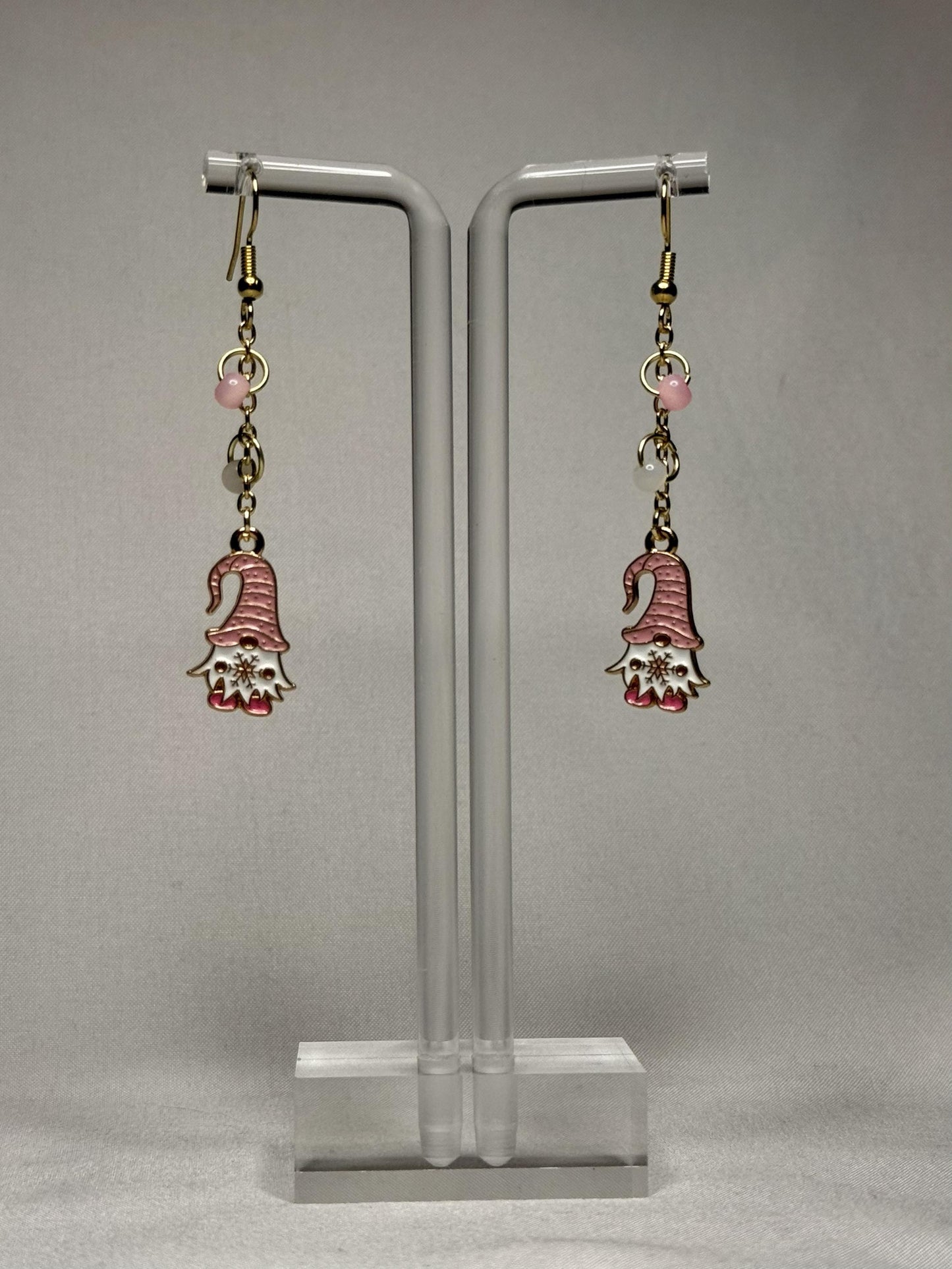 Pink Gnome Dangly Earrings : Holiday Earrings