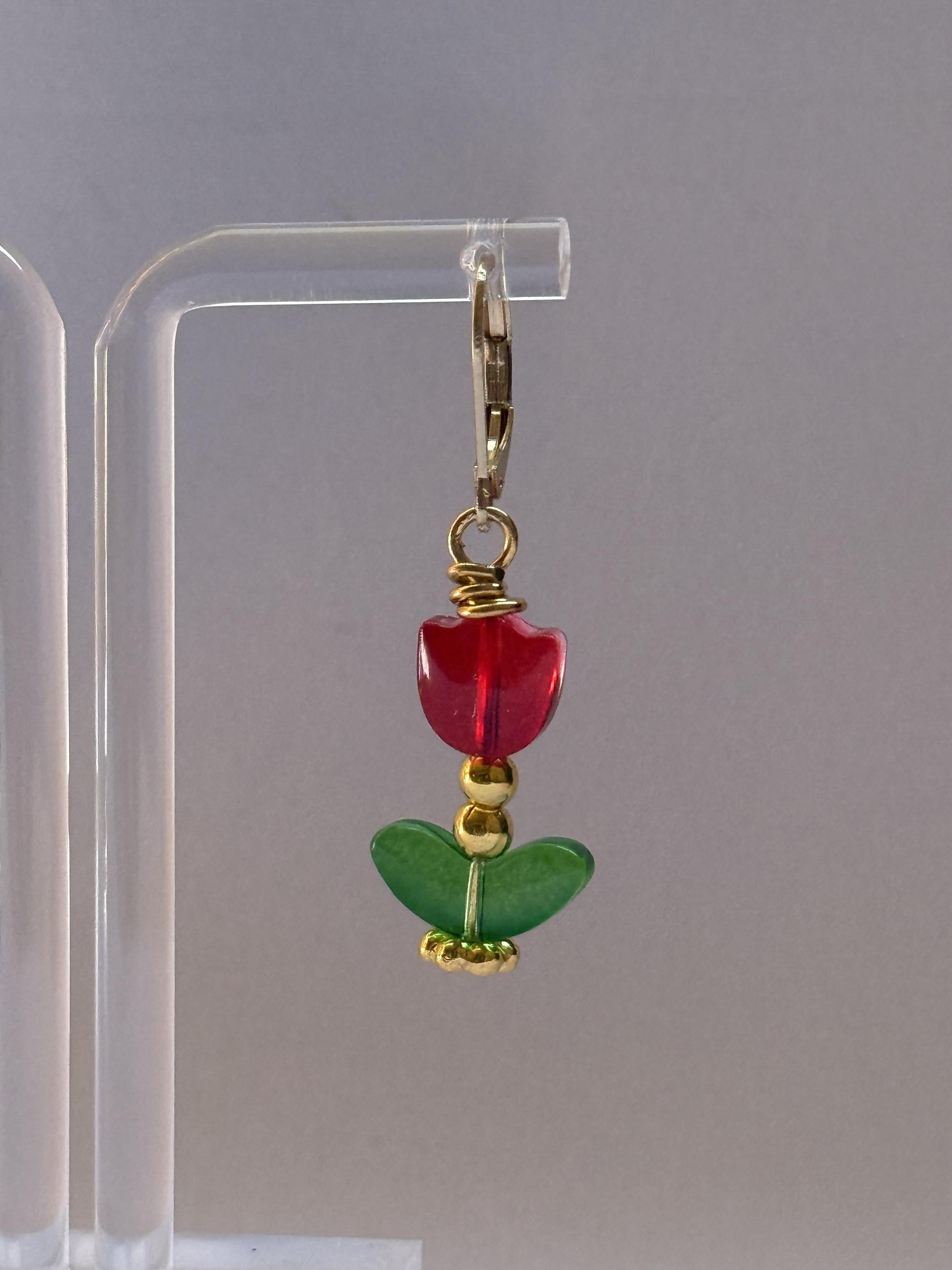 Red Tulip Earrings