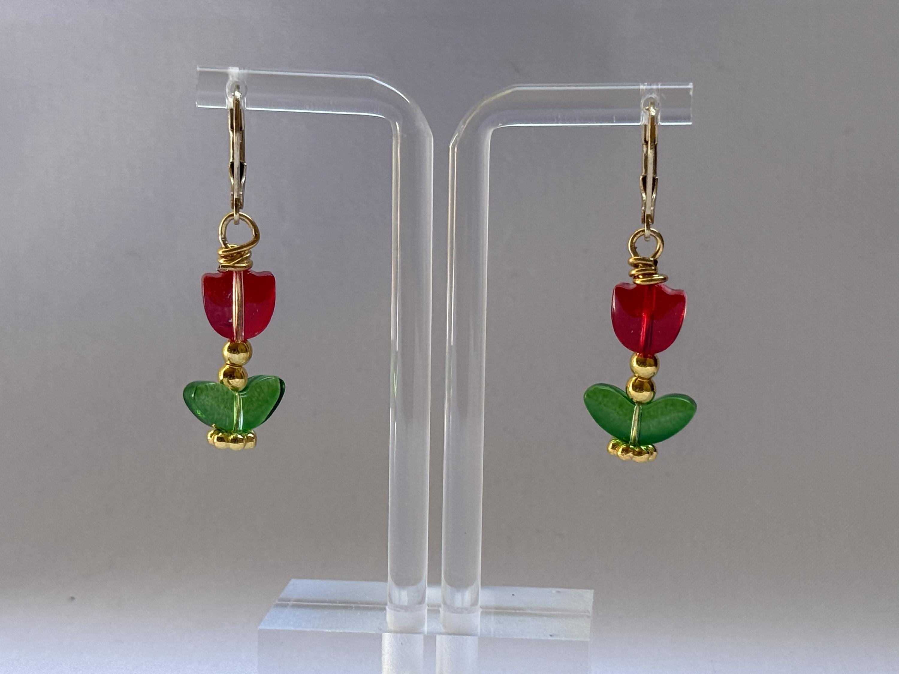 Red Tulip Earrings