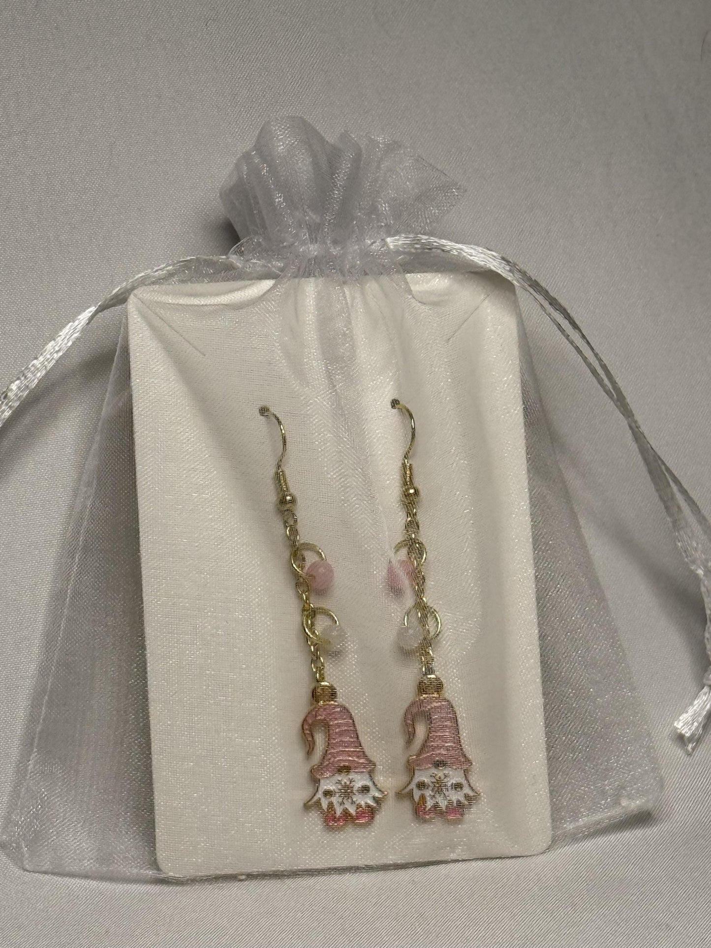 Pink Gnome Dangly Earrings : Holiday Earrings