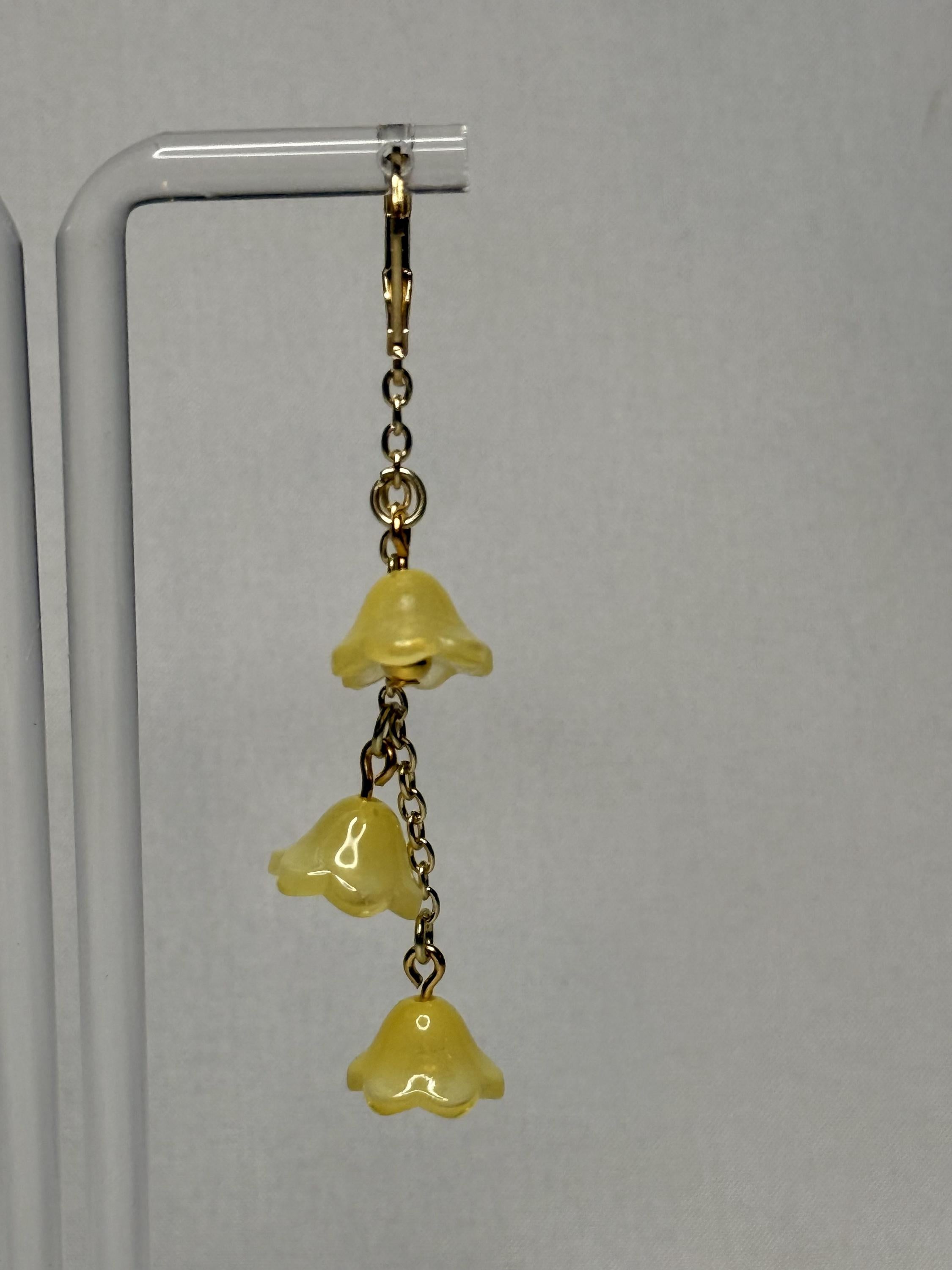 Yellow Floral Dangly Earrings: Flower Earrings