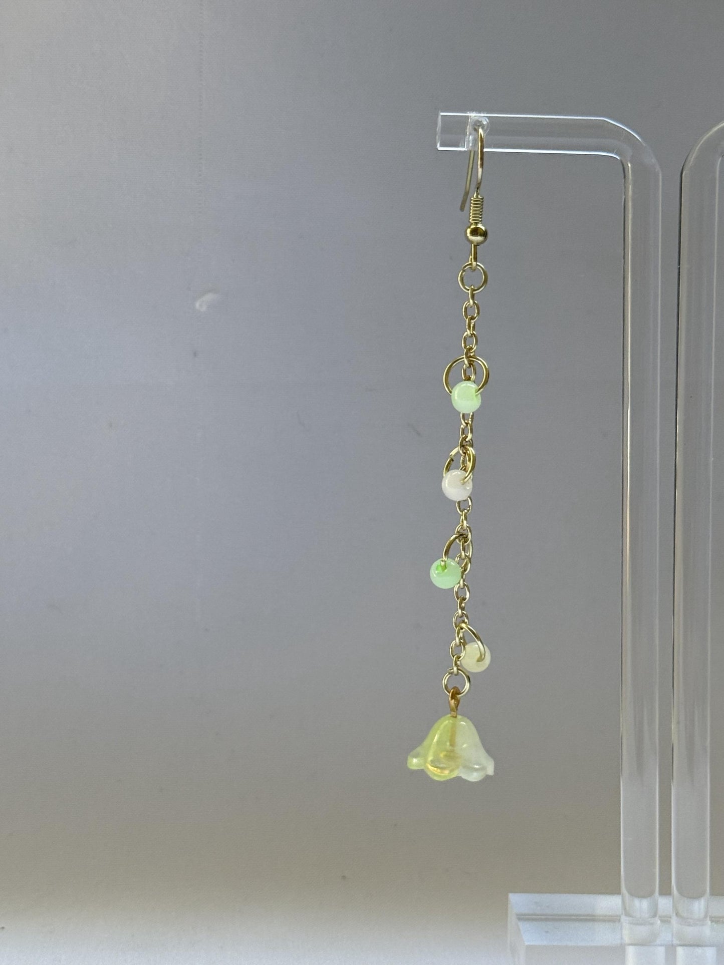 Green Floral Dangly Earrings