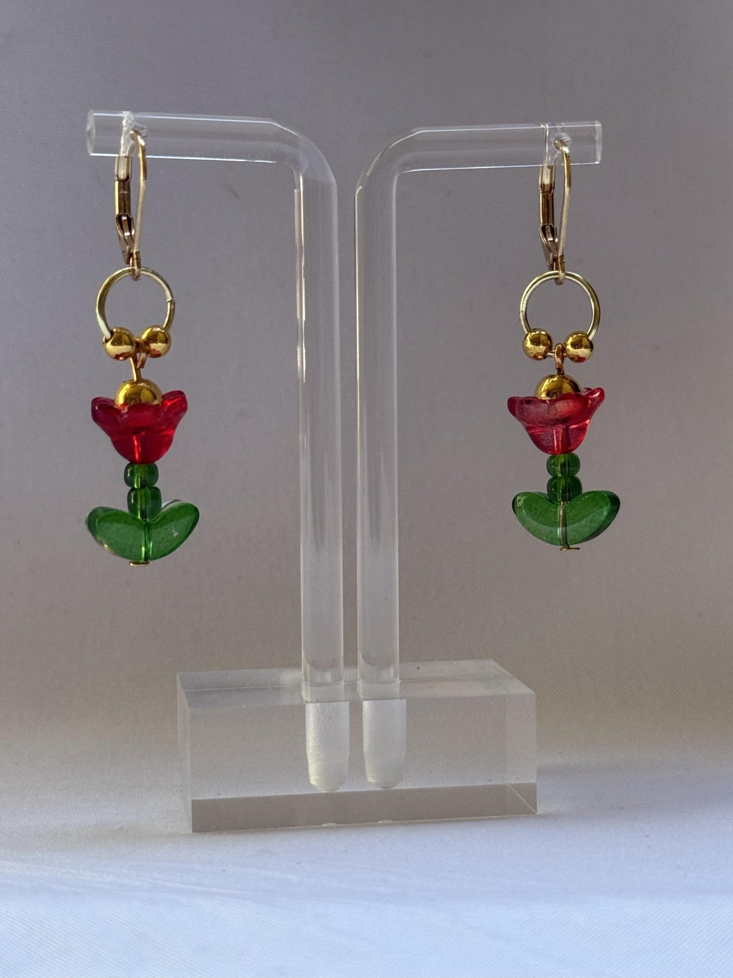Red Floral Earrings