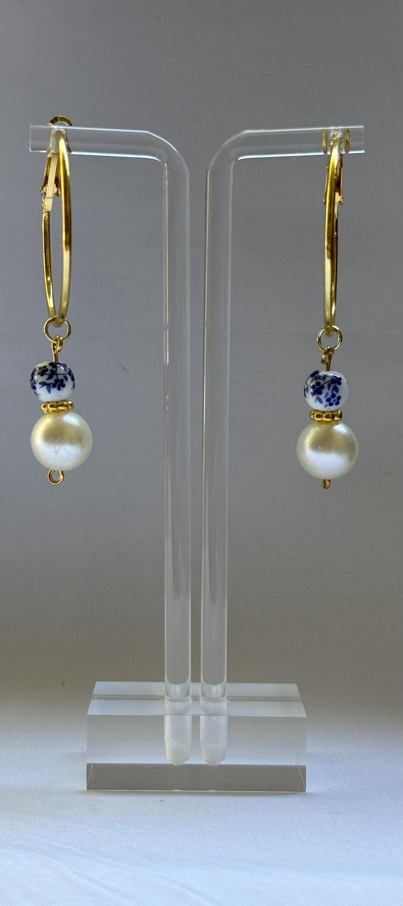 Porcelain Pearl Hoops Earrings