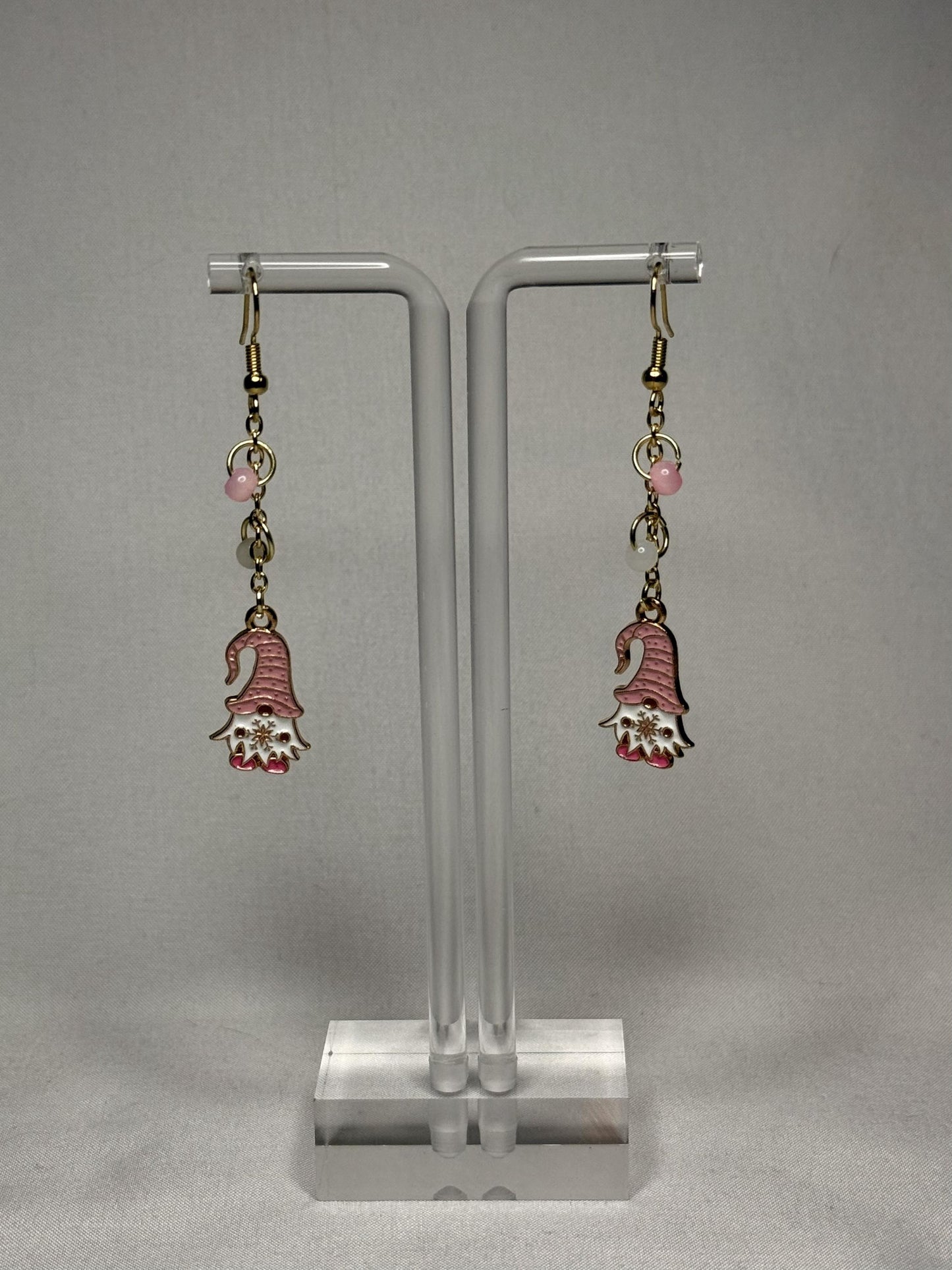 Pink Gnome Dangly Earrings : Holiday Earrings