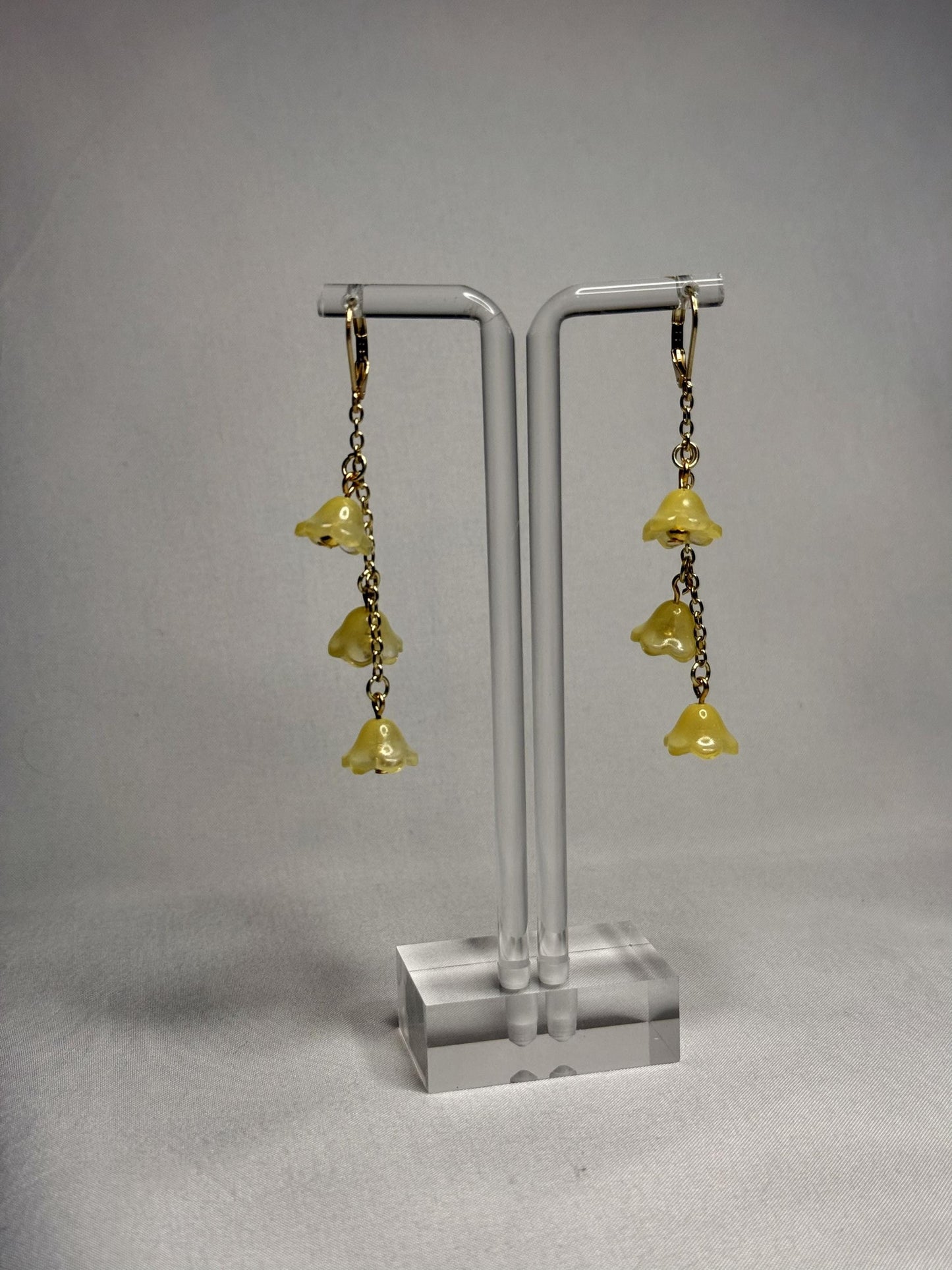 Yellow Floral Dangly Earrings