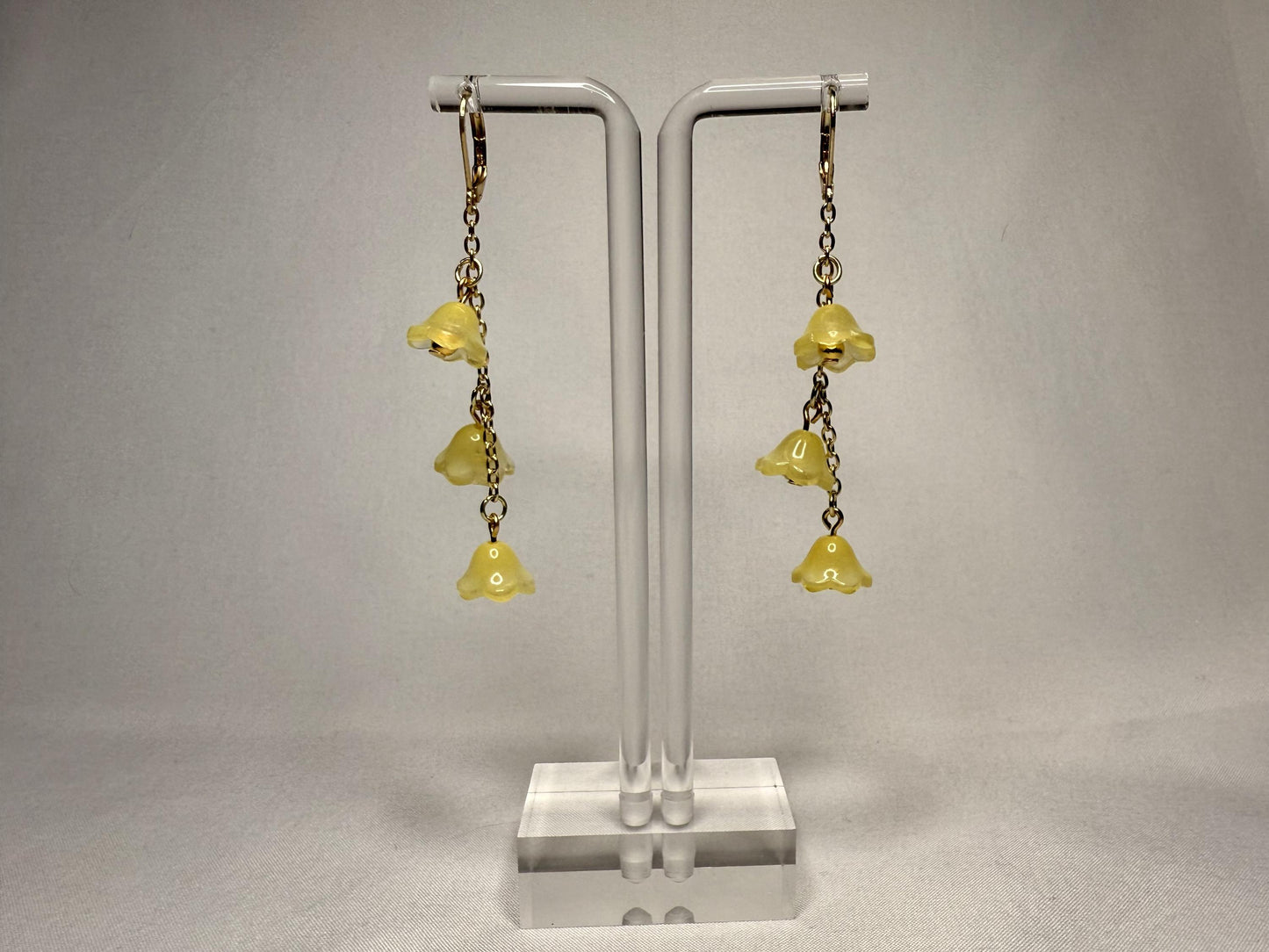 Yellow Floral Dangly Earrings