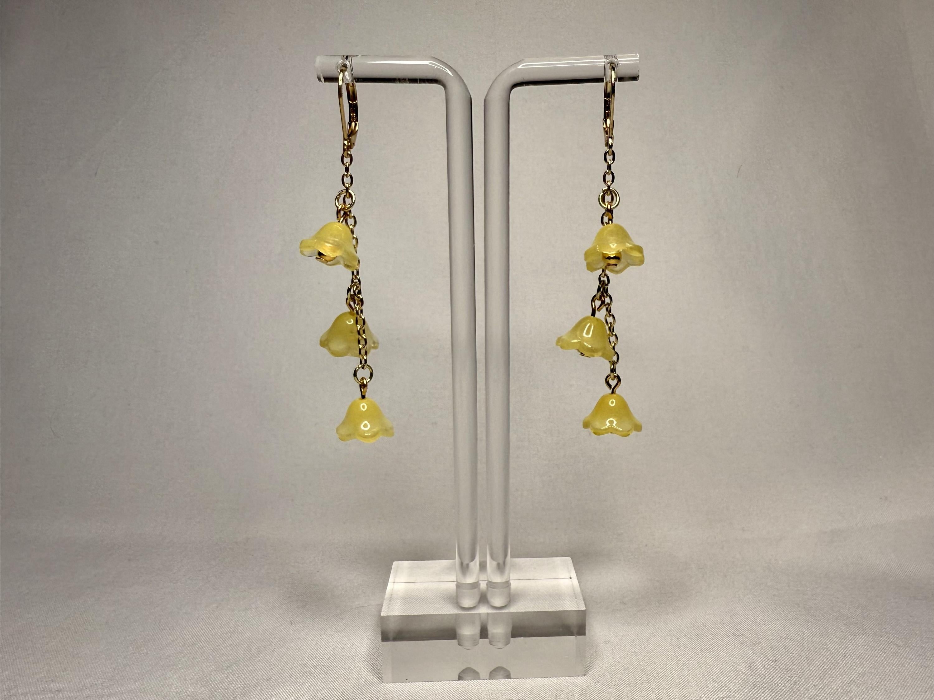 Yellow Floral Dangly Earrings: Flower Earrings