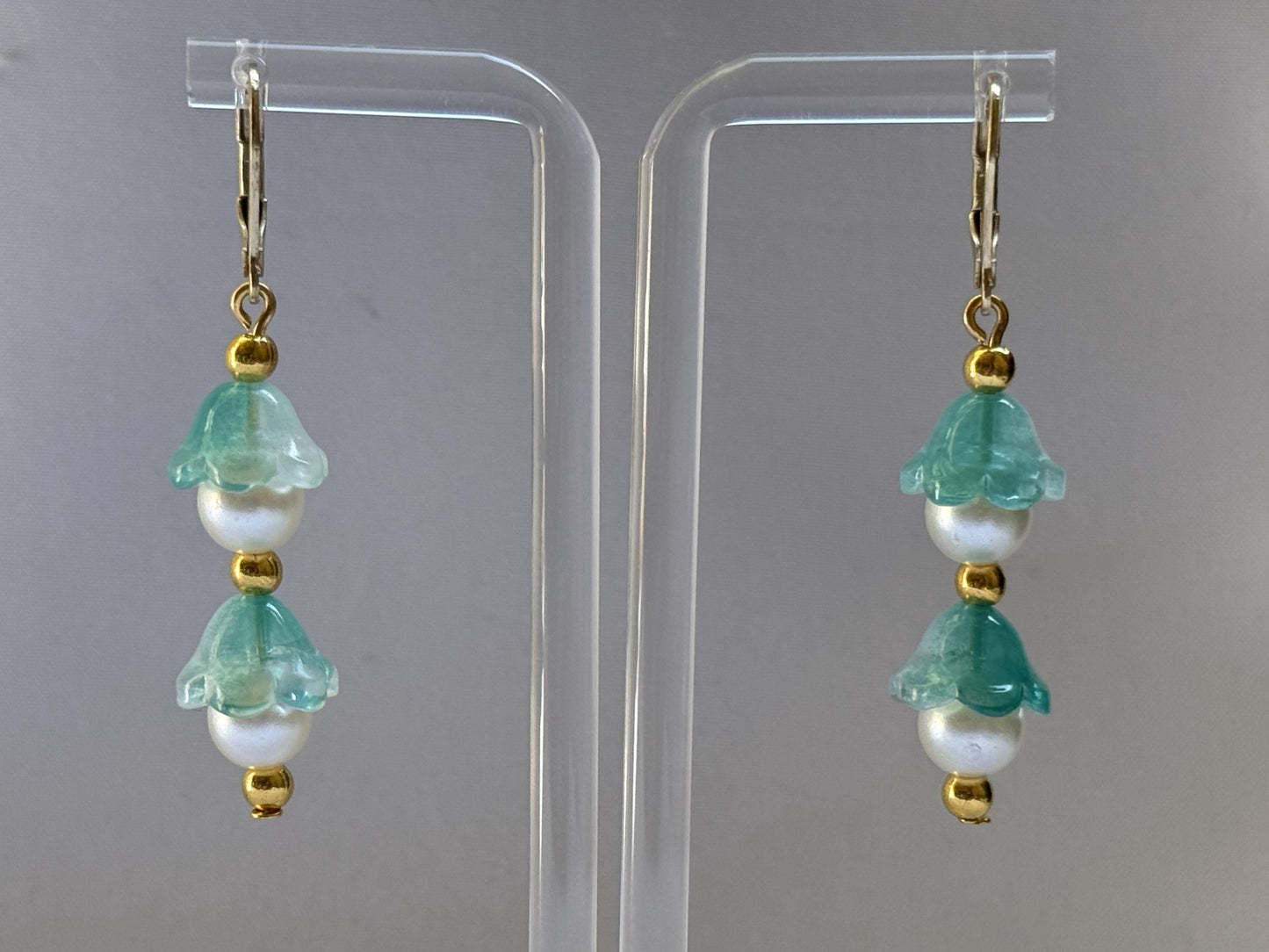 Pearl & Floral Dangly Earrings