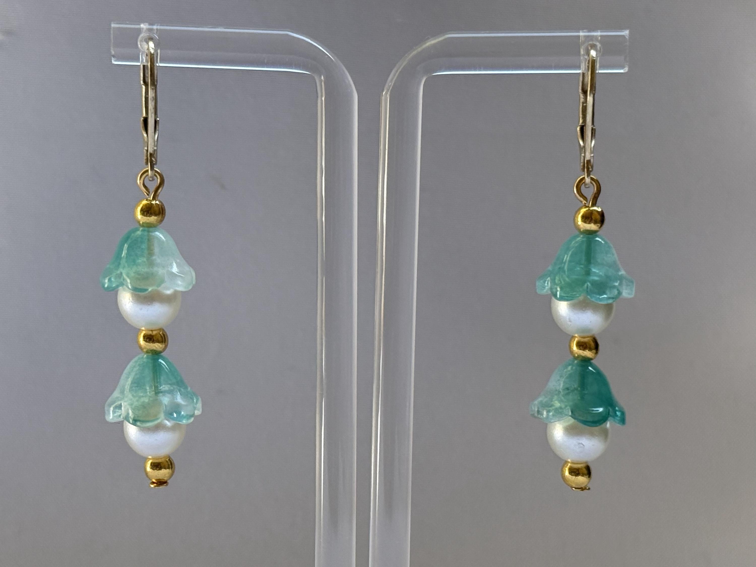 Spring Luxe Dangles – Green Blossoms & Pearls