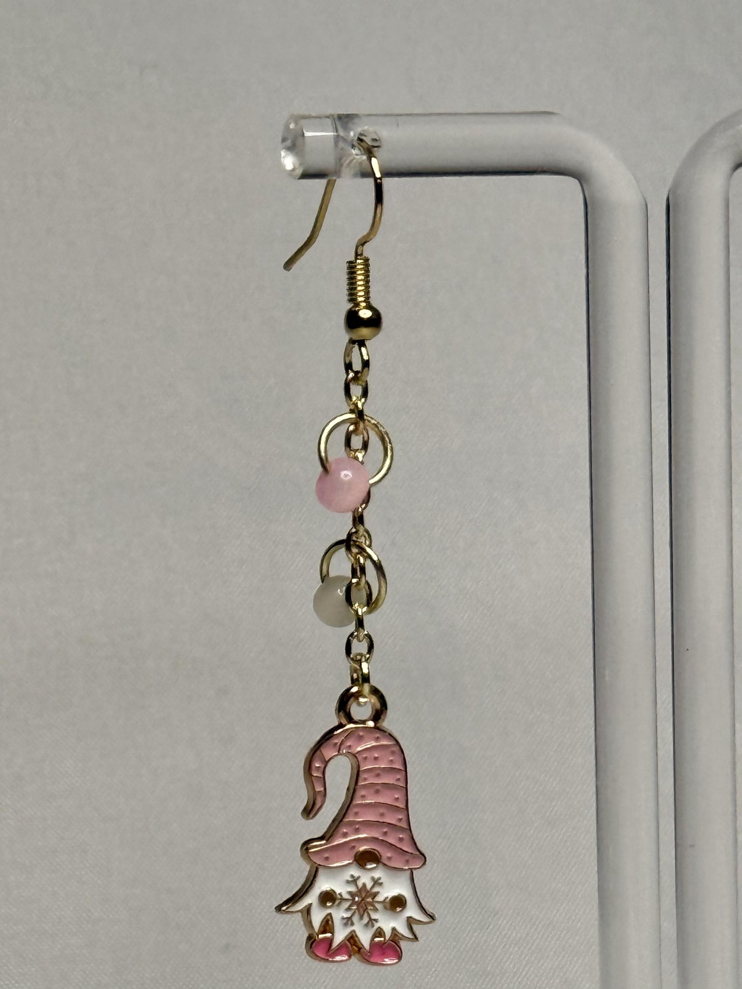 Pink Gnome Dangly Earrings : Holiday Earrings