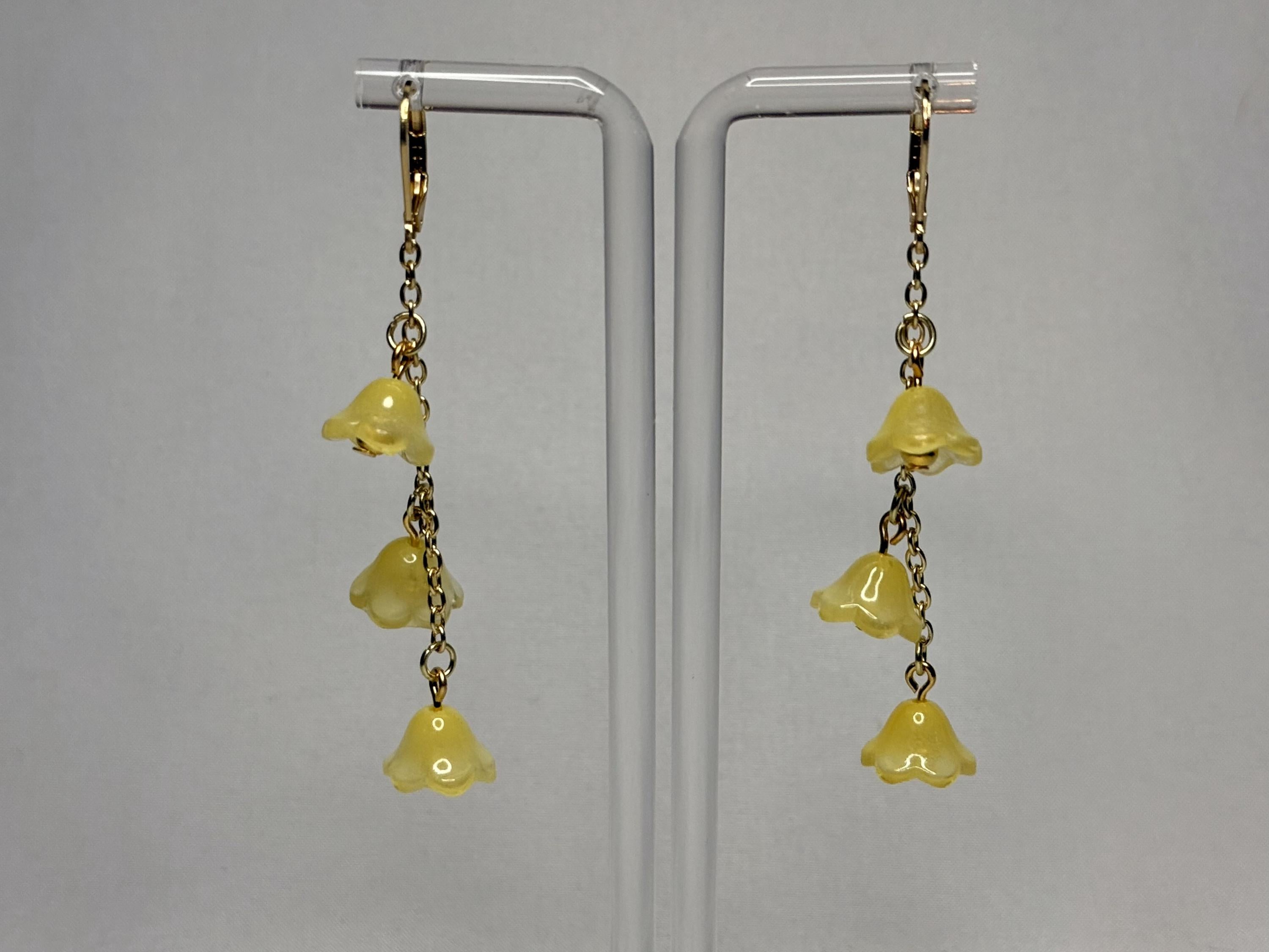 Yellow Floral Dangly Earrings: Flower Earrings