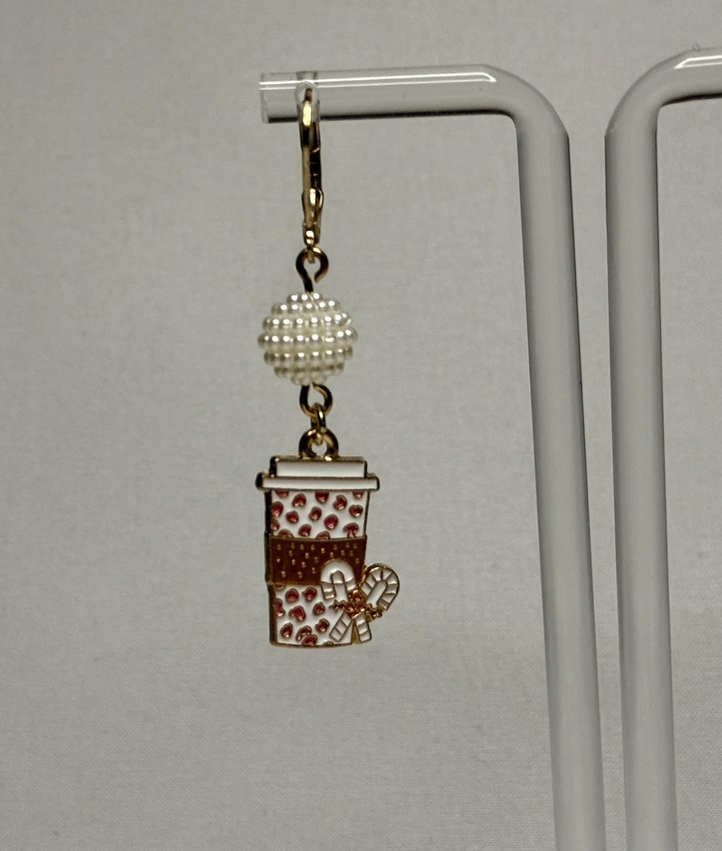 Pearl Coffee Cup Dangly Earrings : Holiday Earrings