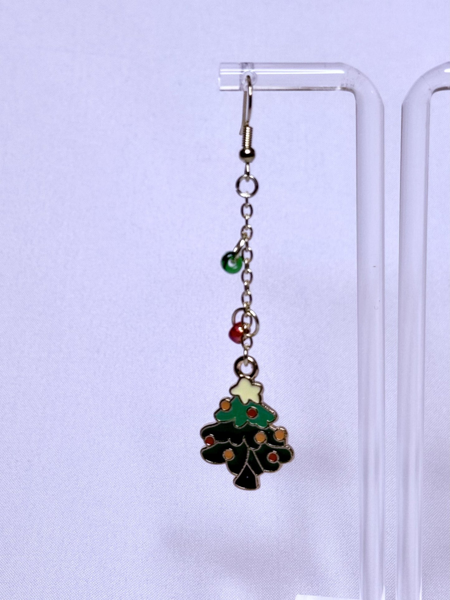 Holiday Cheer Earrings – Green Trees with Colorful Ornaments