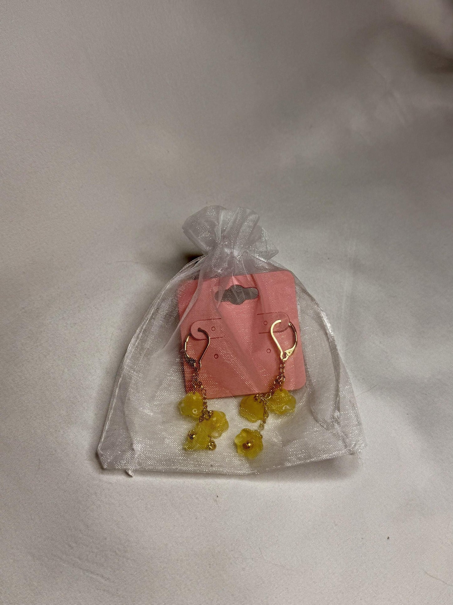 Yellow Floral Dangly Earrings