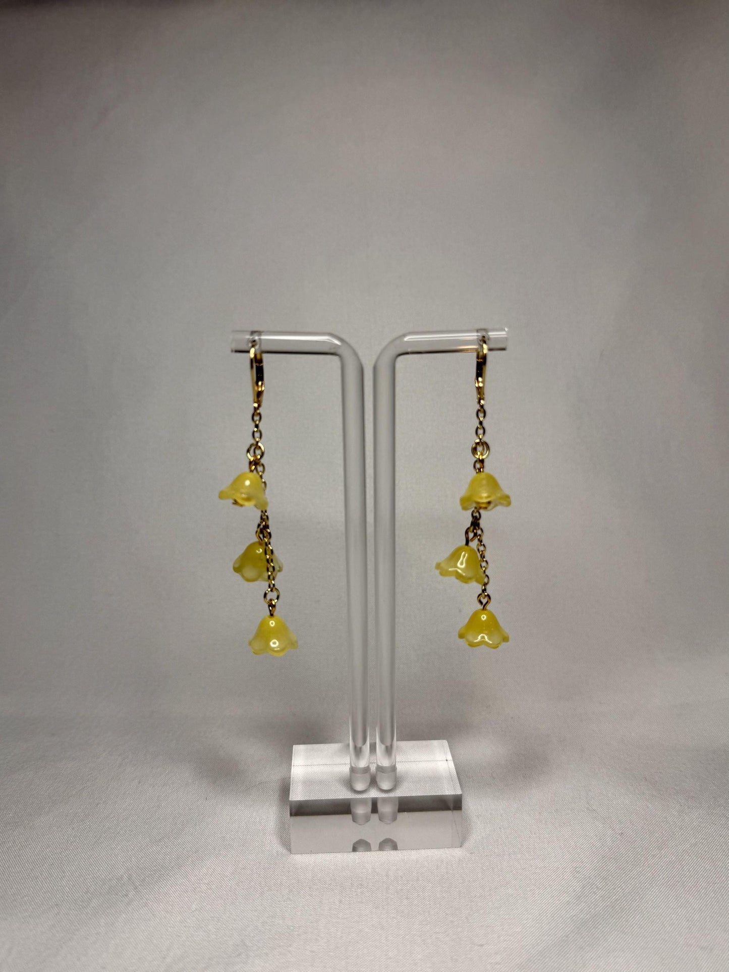 Yellow Floral Dangly Earrings