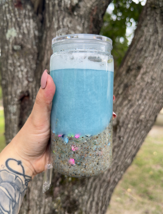 Beach 16 oz Snowglobe Tumbler w/ Straw