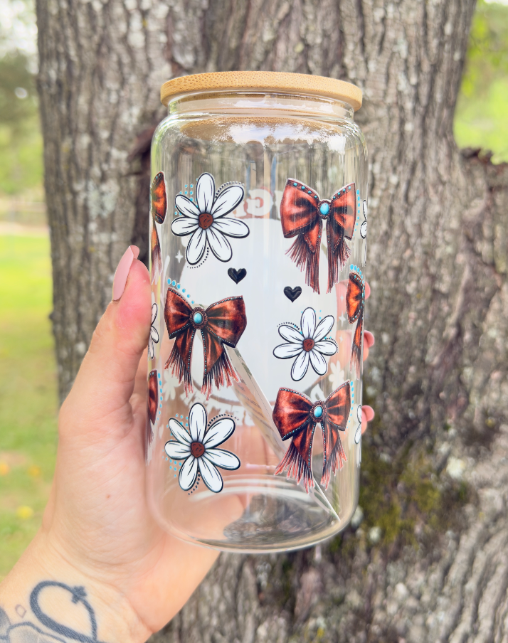 Cowgirls Do It Better 16 oz Glass Can w/ Straw