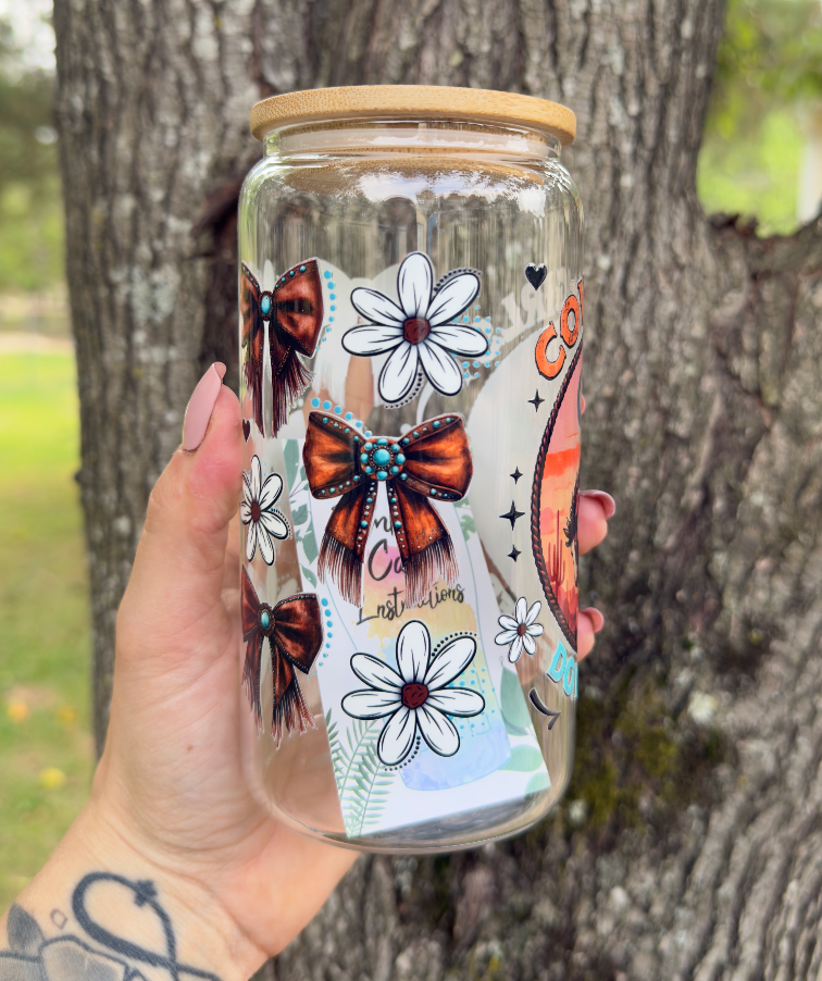 Cowgirls Do It Better 16 oz Glass Can w/ Straw