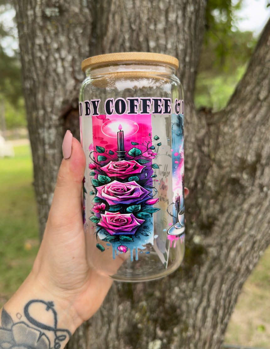 Dark Romance 16 oz Glass Can w/ Straw