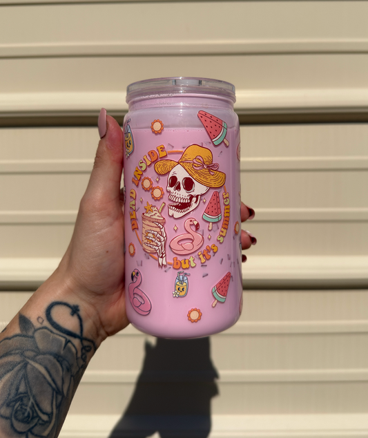 Dead Inside 16 oz Snowglobe Tumbler w/ Straw