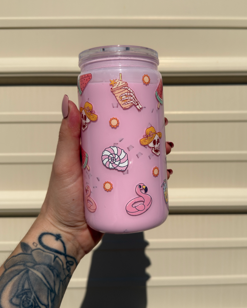Dead Inside 16 oz Snowglobe Tumbler w/ Straw