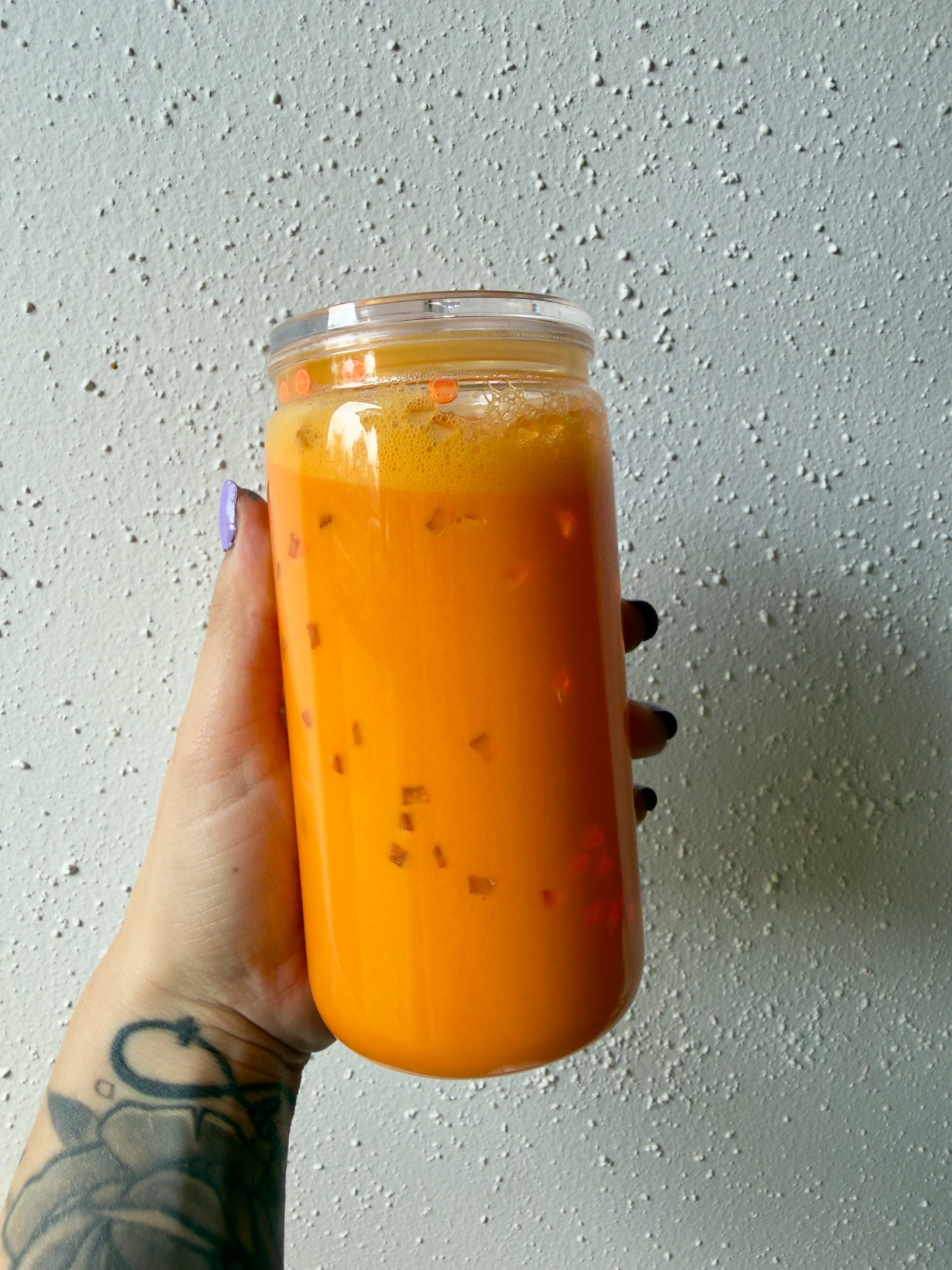Orange Juice 16 oz Snowglobe Tumbler w/ Straw