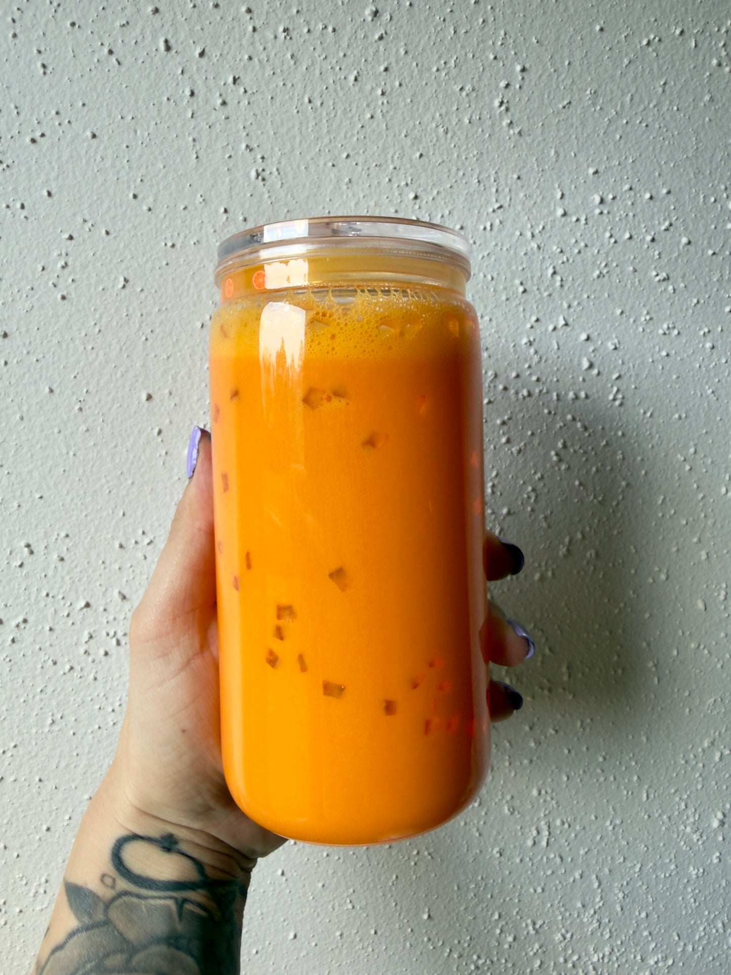 Orange Juice 16 oz Snowglobe Tumbler w/ Straw