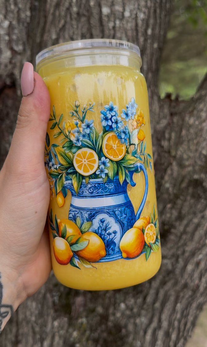 Lemon 16 oz SnowGlobe Tumbler w/ Straw