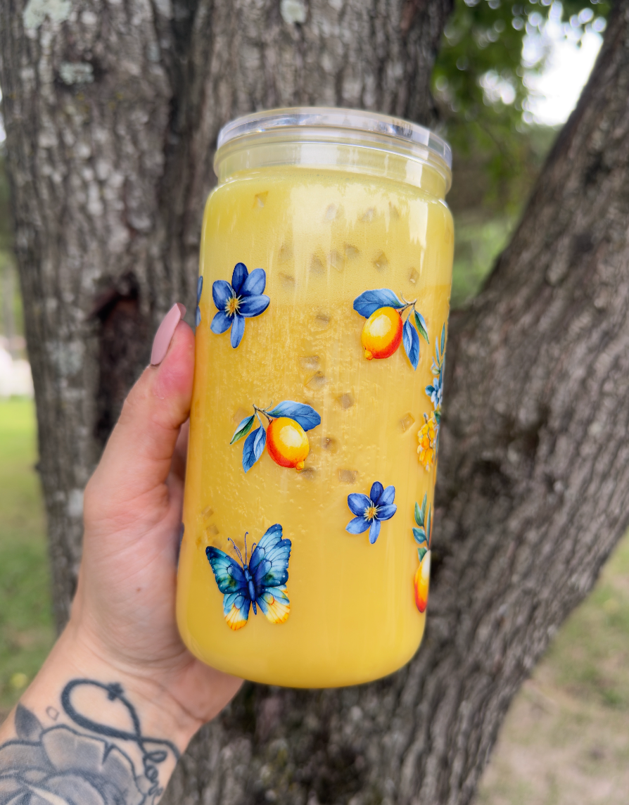 Lemon 16 oz SnowGlobe Tumbler w/ Straw