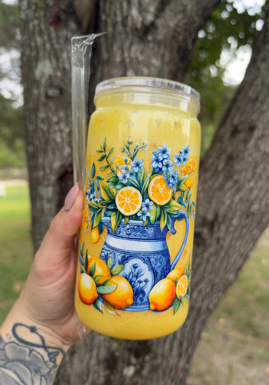Lemon 16 oz SnowGlobe Tumbler w/ Straw