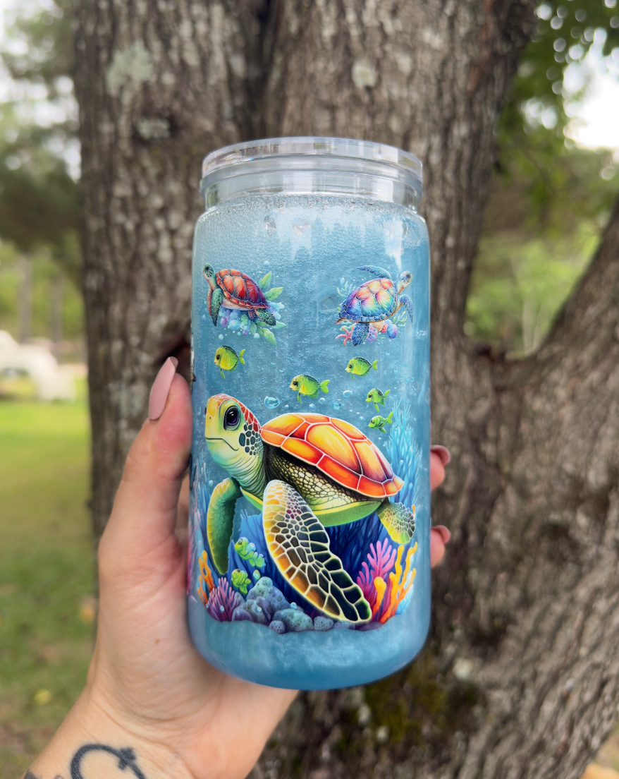 Life is Better at the Beach 16 oz Snowglobe Tumbler w/ Straw