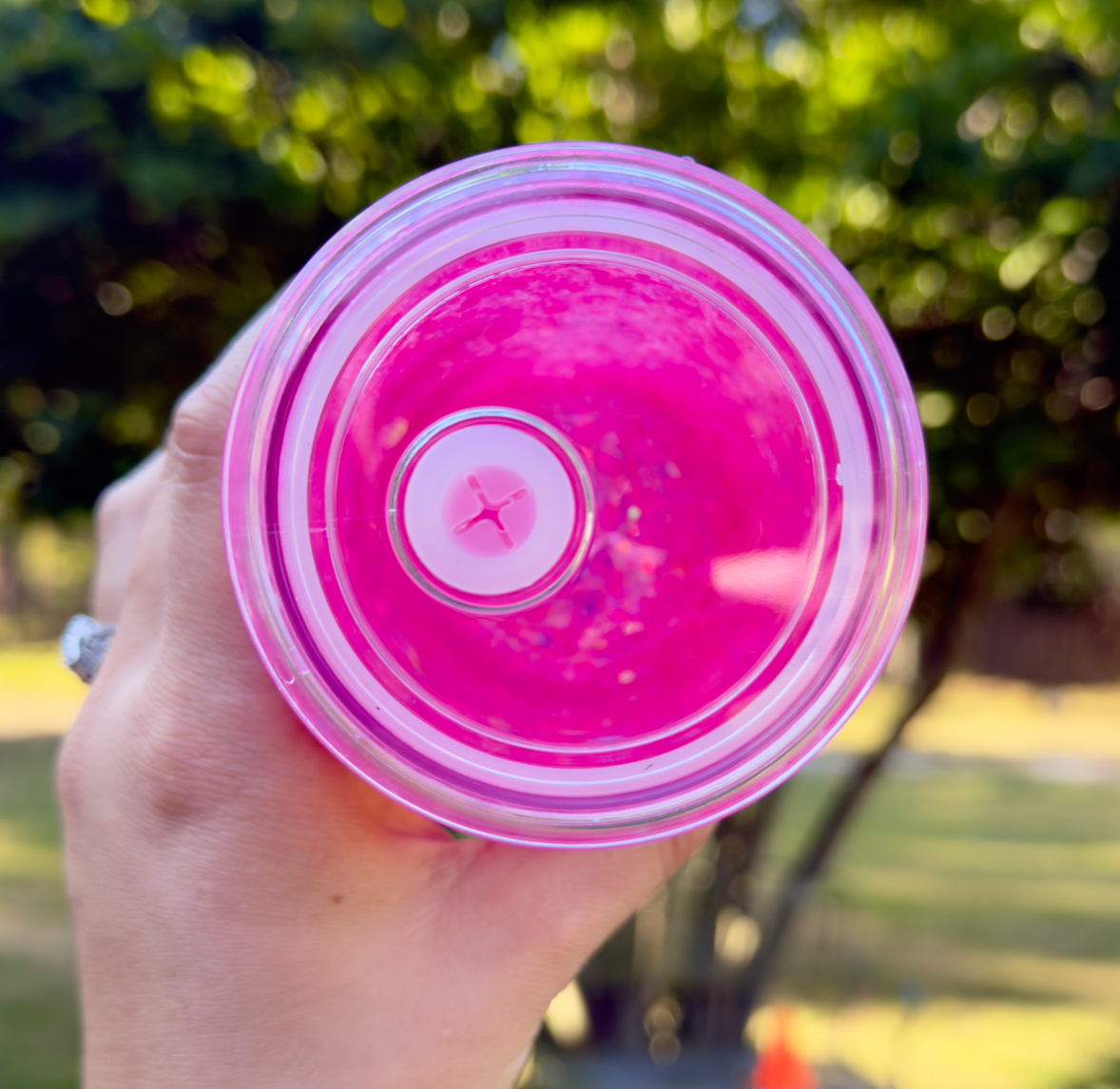 Pink Glitter 16 oz Snowglobe Tumbler w/ Straw