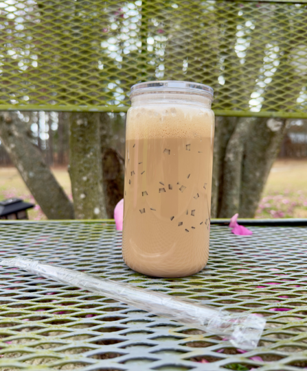 Iced Coffee 16 oz Snowglobe Tumbler w/ Straw