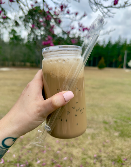 Iced Coffee 16 oz Snowglobe Tumbler w/ Straw