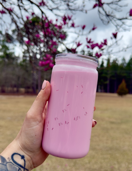 Strawberry Milk 16 oz Snowglobe Tumbler w/ Straw