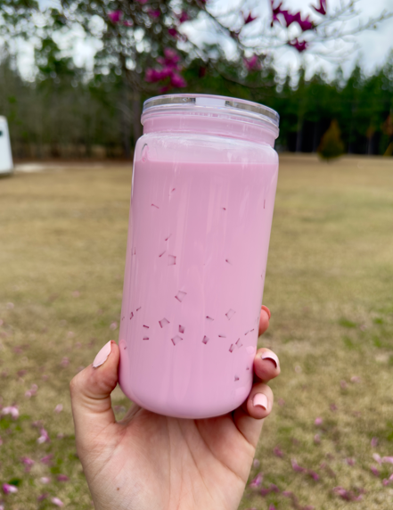 Strawberry Milk 16 oz Snowglobe Tumbler w/ Straw