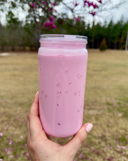 Strawberry Milk 16 oz Snowglobe Tumbler w/ Straw