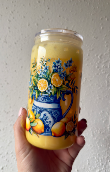Lemon 16 oz SnowGlobe Tumbler w/ Straw