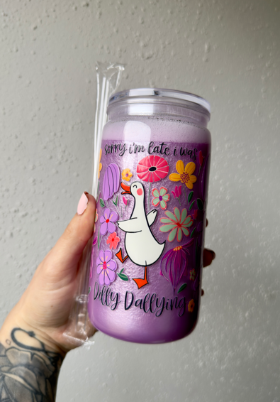 Dilly Dally 16 oz Snowglobe Tumbler w/ Straw