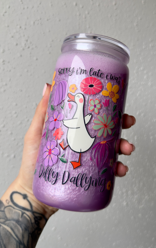 Dilly Dally 16 oz Snowglobe Tumbler w/ Straw
