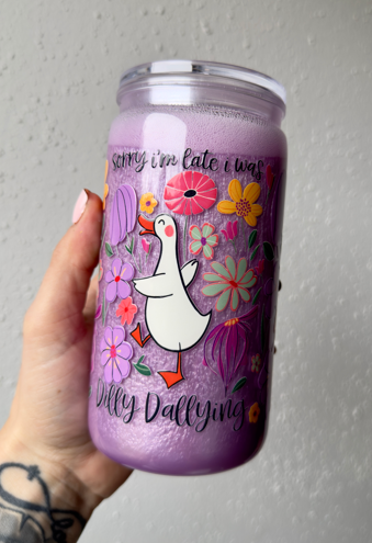 Dilly Dally 16 oz Snowglobe Tumbler w/ Straw