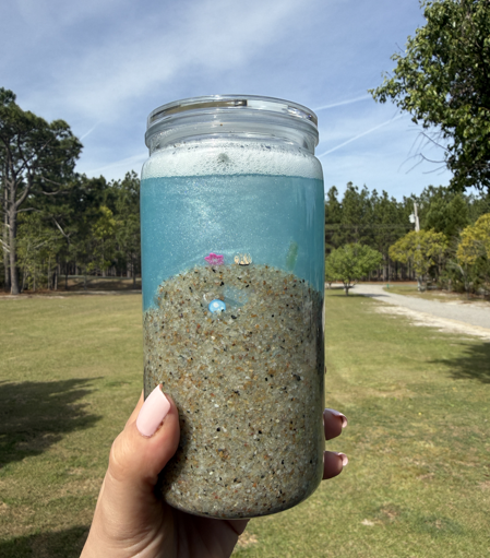 Beach 16 oz Snowglobe Tumbler w/ Straw