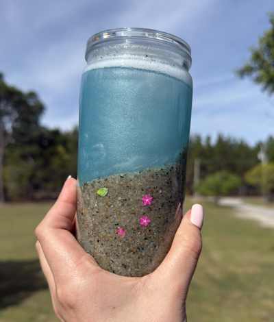 Beach 16 oz Snowglobe Tumbler w/ Straw